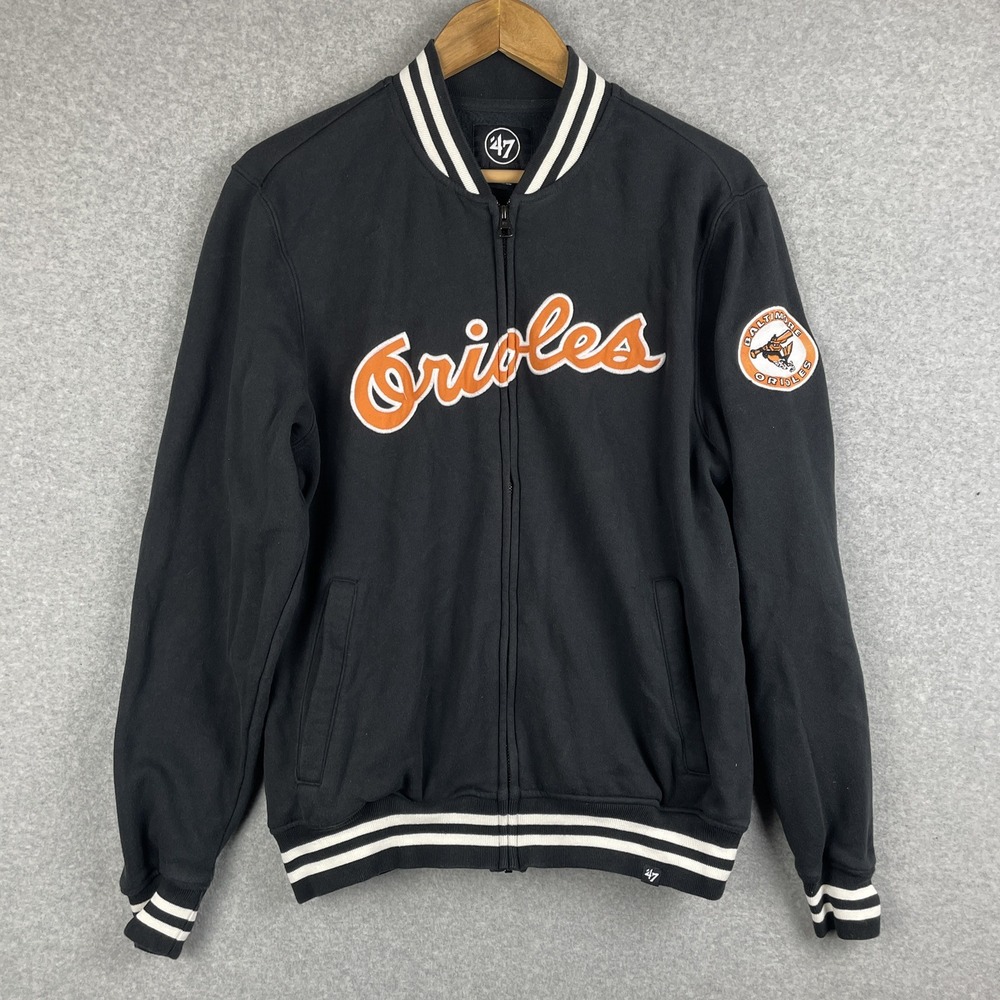 Baltimore Orioles Jacket Men Small Black Wax Pack Pro Full Zip Track 47 Coat MLB